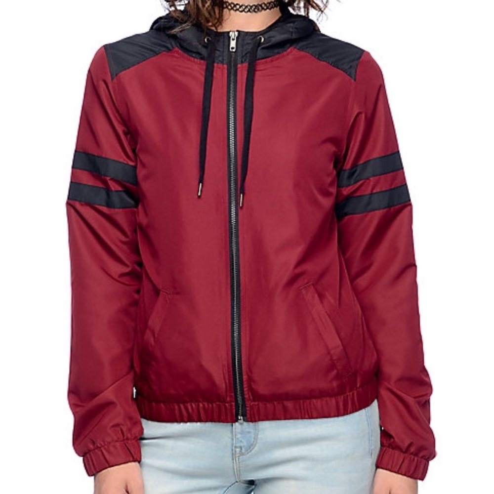Zinc burgundy&black Windbreaker Jacket